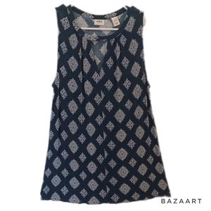 Daytrip Navy & White Printed Sleeveless Tunic Size Large